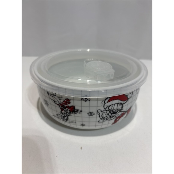 Disney Other - Christmas Disney Mickey & Minnie Mouse Sketchbook Ceramic Food Storage